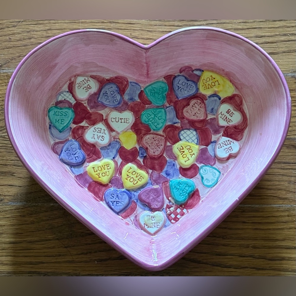 LOTUS Conversation Heart BE MINE 8x9 candy dish Ceramic, Vintage